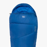 Blue Sleepline 250 Mummy Sleeping Bag with hood and soft lining for warmth and comfort.